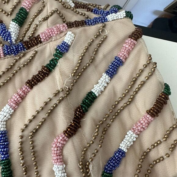 NWT X By NBD Nea Romper Aztec Tan Multi Color Beaded Striped Jumpsuit Large - Picture 9 of 16